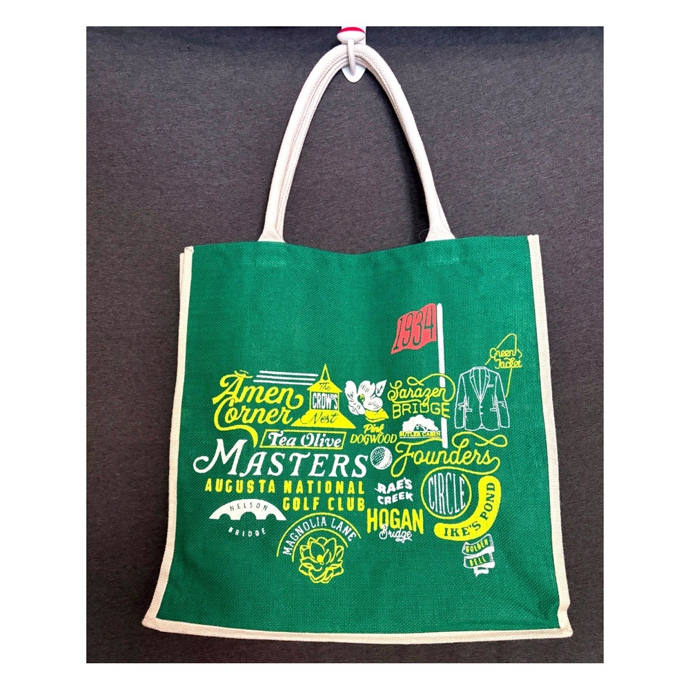 Masters Augusta National Golf Club Green Jute Tote Bag Amen Corner Magnolia Lane